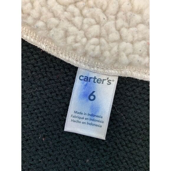 Carters Sherpa Lined Sweater Boys 6 Cardigan Long Sleeve Full Zip Wool Blend - Picture 7 of 8